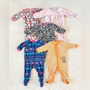 Carter’s girl fleece footie pajamas, size 6 months